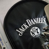 Golf bag with multiple embroidered logos and custom text