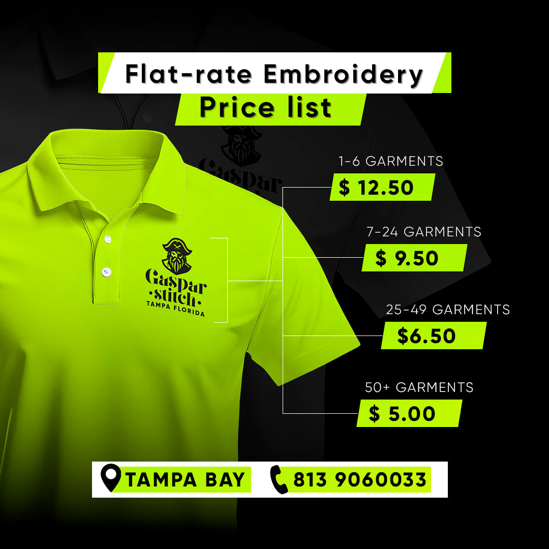 Embroidery Price List Tampa Bay #embroidery