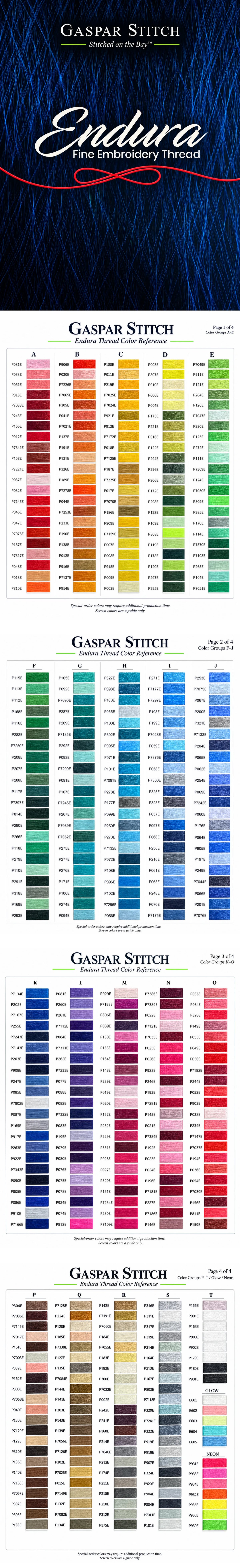 Full Royal Polyester embroidery thread chart