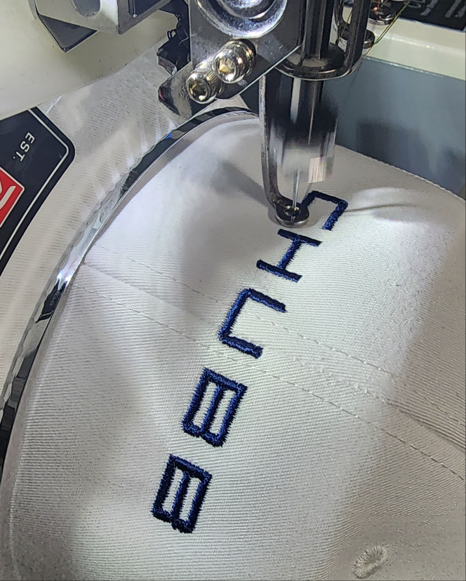 Chubb embroidery on hats