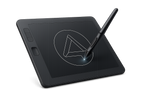 charcoal tablet with a pen drawing a logo transparent background